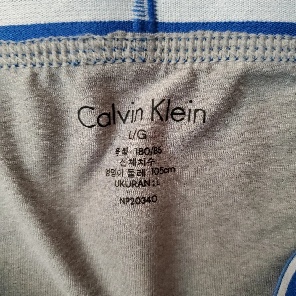 Calvin Klein Light Gray Briefs with Blue Waistband Accent